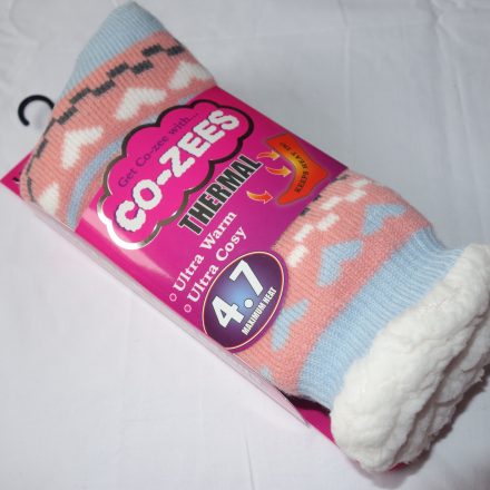 LADIES 4.7 TOG CO-ZEE THERMAL SHERPA FLEECE SOCKS 4 -7 DESIGN C