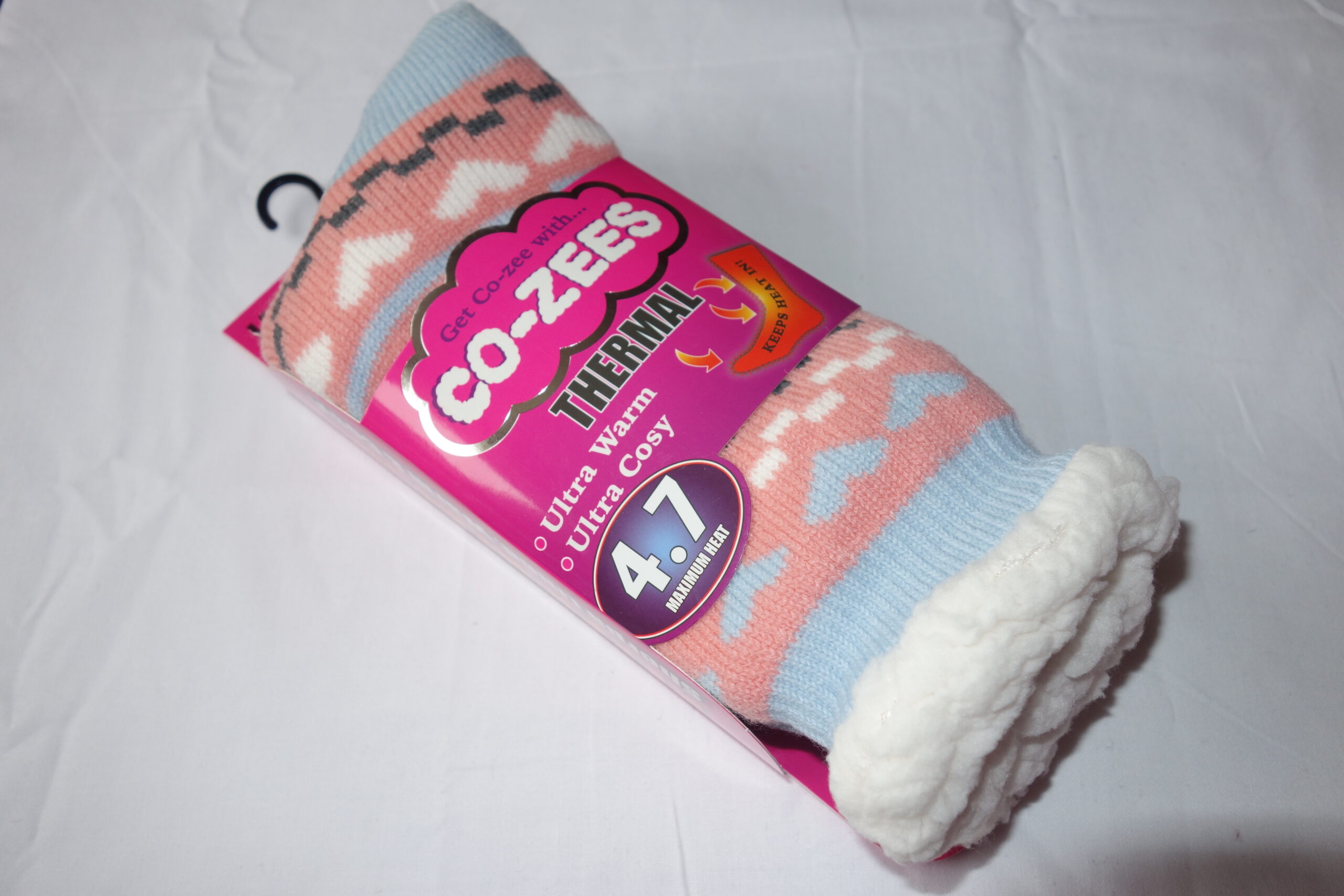 LADIES 4.7 TOG CO-ZEE THERMAL SHERPA FLEECE SOCKS 4 -7 DESIGN C