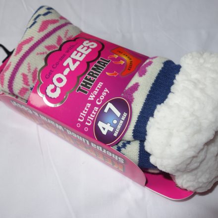 LADIES 4.7 TOG CO-ZEE THERMAL SHERPA FLEECE SOCKS 4-7 DESIGN E