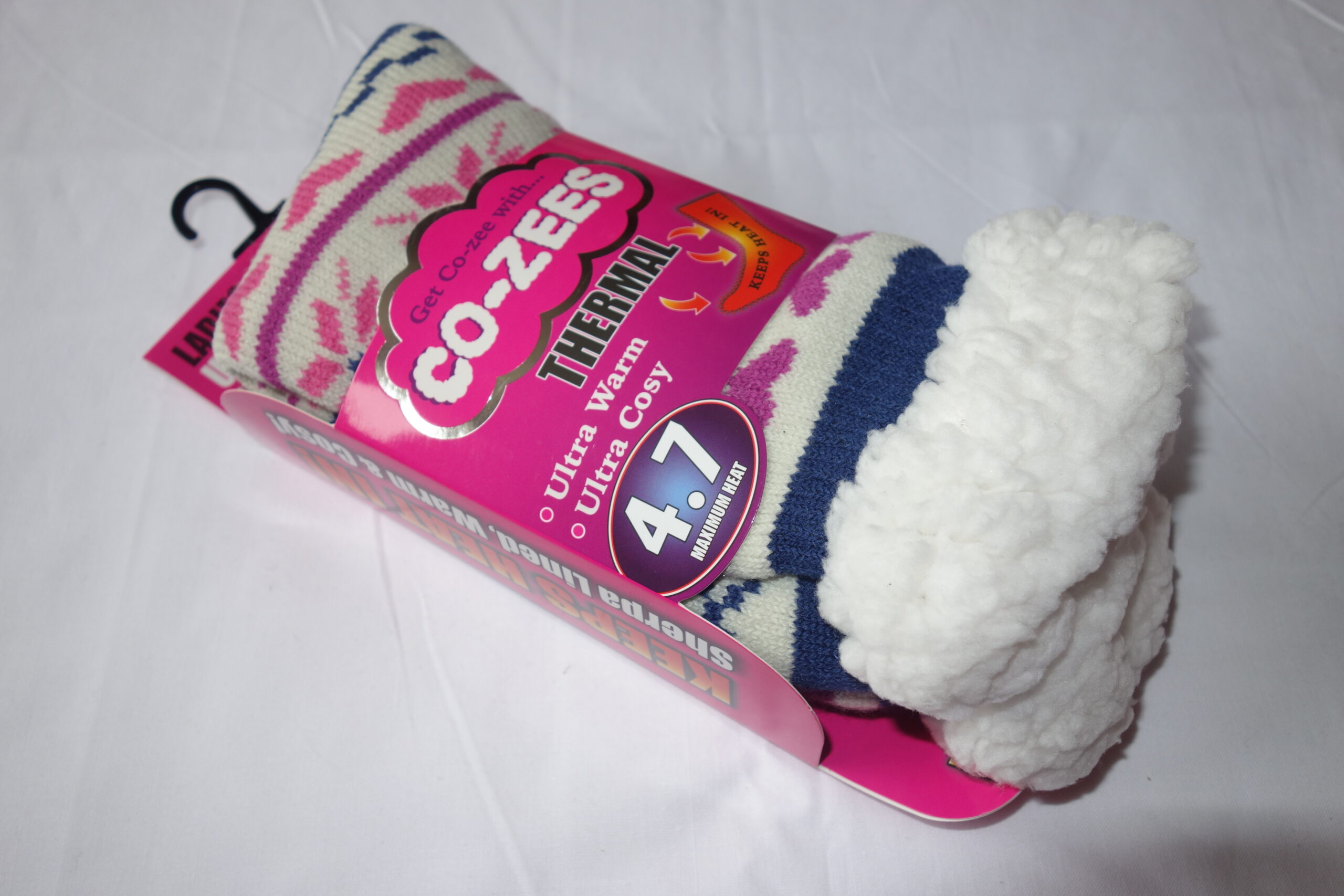 LADIES 4.7 TOG CO-ZEE THERMAL SHERPA FLEECE SOCKS 4-7 DESIGN E