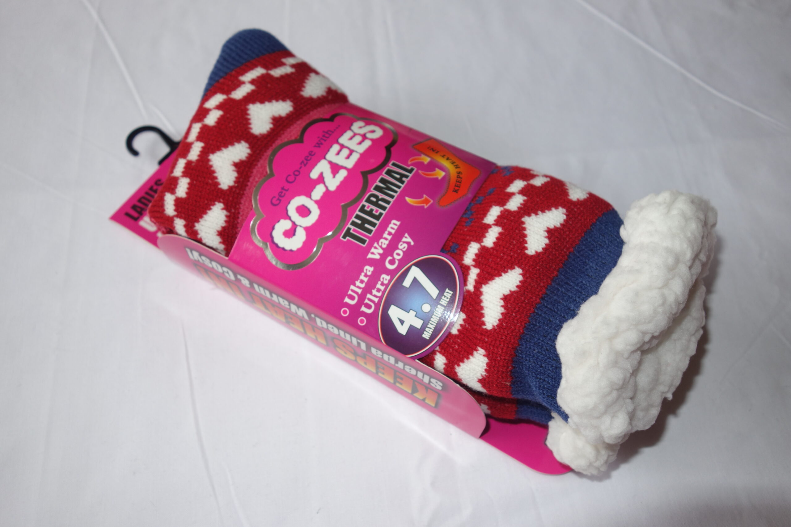 LADIES 4.7 TOG CO-ZEE THERMAL SHERPA FLEECE SOCKS 4-7 DESIGN F