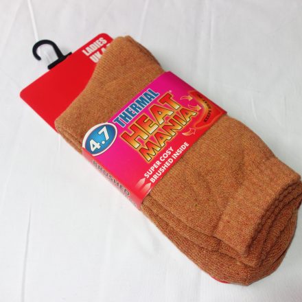 LADIES 4.7 TOG HEAT MANIA THERMAL SOCKS LIGHT BROWN 4 - 7