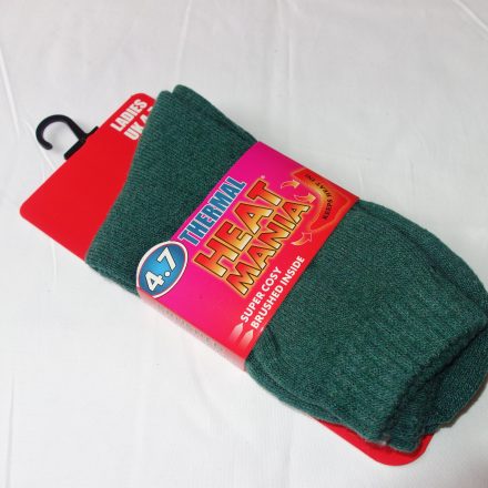 LADIES 4.7 TOG HEAT MANIA THERMAL SOCKS GREEN 4 - 7