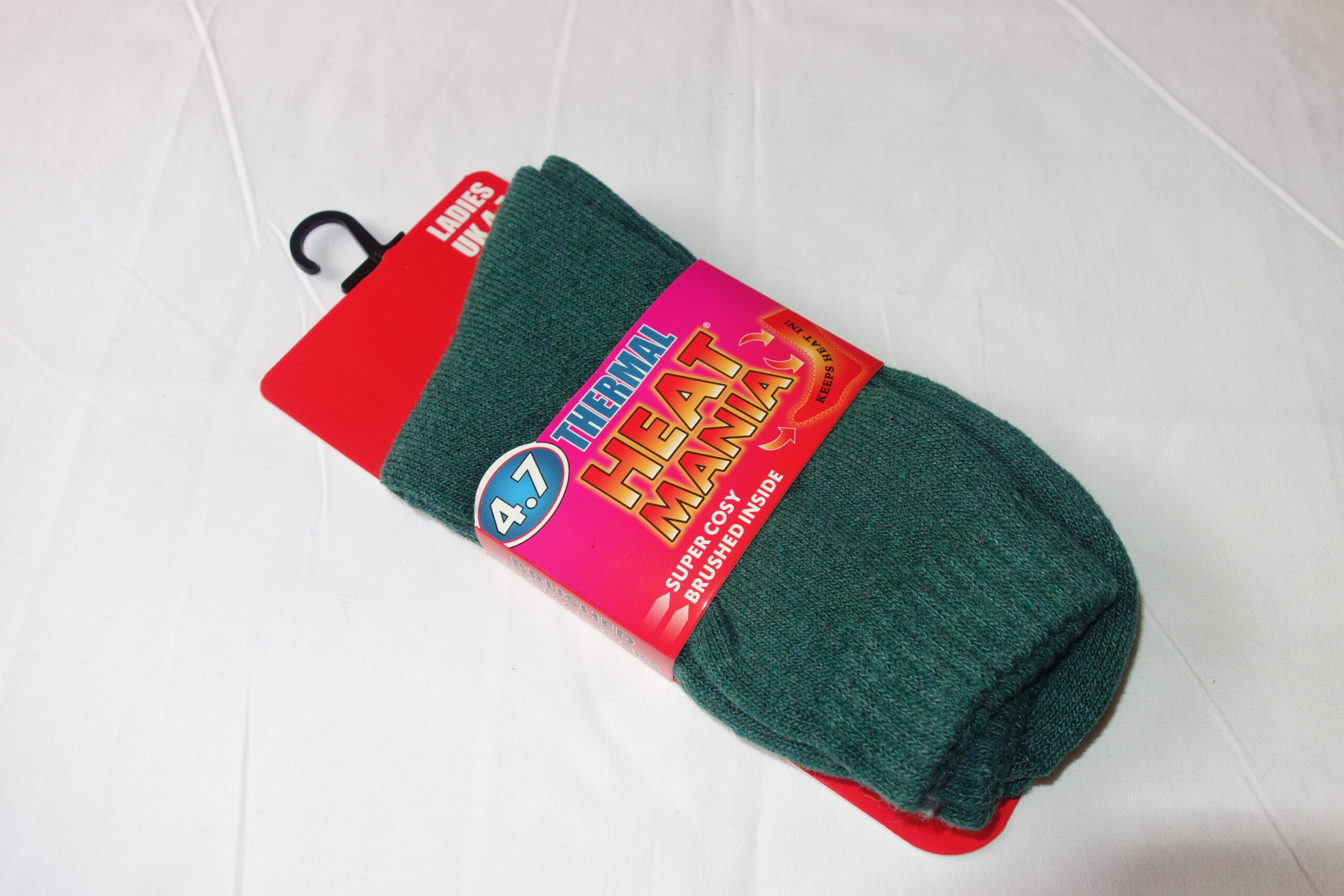 LADIES 4.7 TOG HEAT MANIA THERMAL SOCKS GREEN 4 - 7