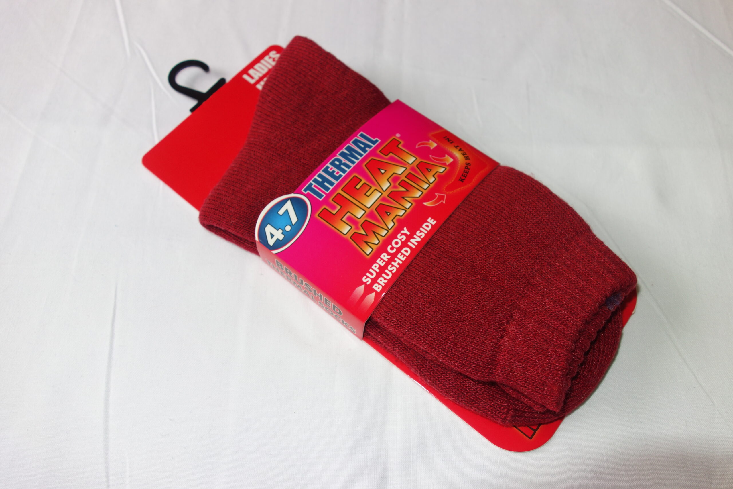 LADIES 4.7 TOG HEAT MANIA THERMAL SOCKS RED SIZE 4 - 7