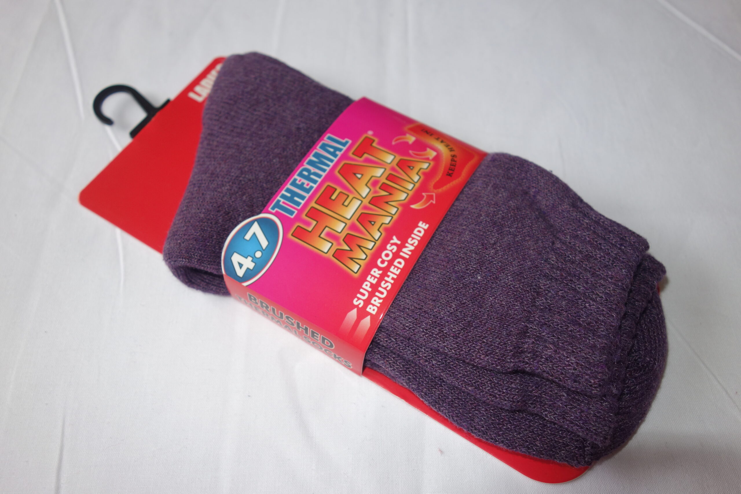 LADIES 4.7 TOG HEAT MANIA THERMAL SOCKS PURPLE SIZE 4 - 7