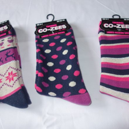 3 PACK OF LADIES THERMAL FASHION SOCKS DESIGN D