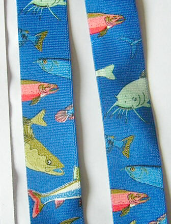 MENS BRACES MIXED FISH ON BLUE 1 1/2" WIDE