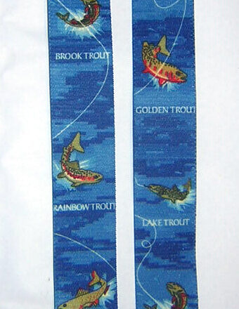 MENS BRACES TROUT ON BLUE 1 1/2" WIDE