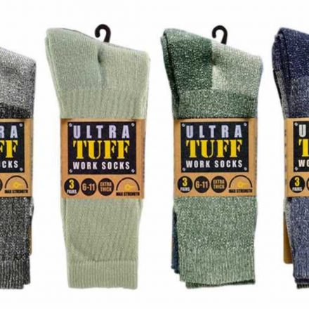 3 PAIRS MENS ULTRA TUFF WORK SOCKS SIZE 6 - 11