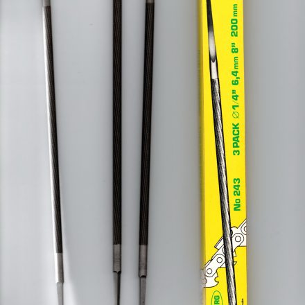 3 PACK OF SWEDISH 8" ROUND CHAIN SAW FILES.