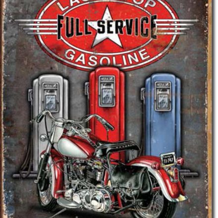 MOTORBIKE AND 3 PUMPS METAL SIGN