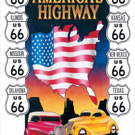 ROUTE 66 WITH MAP METAL SIGN