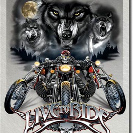 MOTORBIKE LIVE TO RIDE WOLVES STEEL SIGN