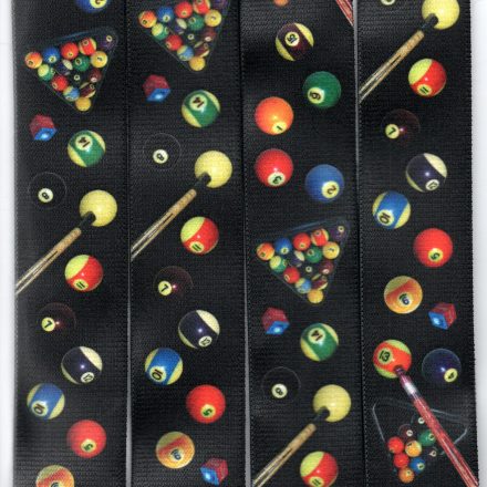 MENS BRACES POOL CUE AND BALLS ON BLACK