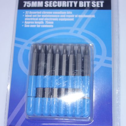 32pc SECURITY POWER LONG BIT SET 75mm PHILLIPS POZI TORX STAR HEX TRI-WING