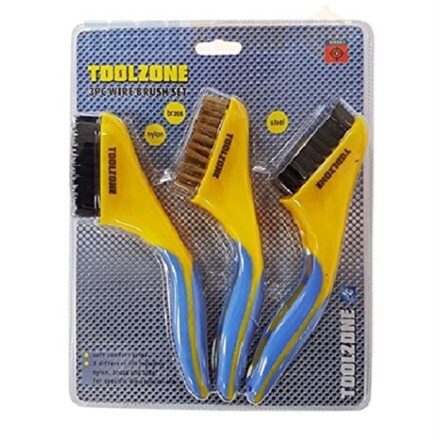 3pc EXTRA WIDE WIRE BRUSH BRASS STEEL NYLON BRISTLE