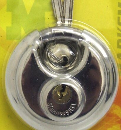 70MM DISC PADLOCK SHACKLE STAINLESS STEEL 2 KEYS WATERPROOF