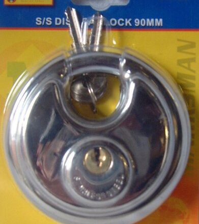 90MM DISC PADLOCK SHACKLE STAINLESS STEEL 2 KEYS WATERPROOF