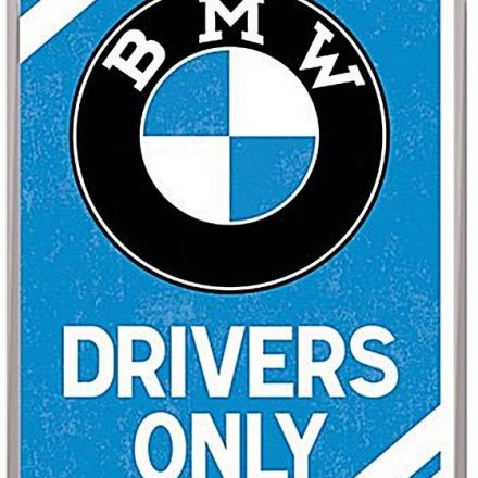 BMW DRIVERS ONLY MINI METAL SIGN POSTCARD