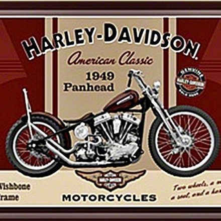 HARLEY DAVIDSON PANHEAD MOTORBIKE MINI METAL SIGN POSTCARD