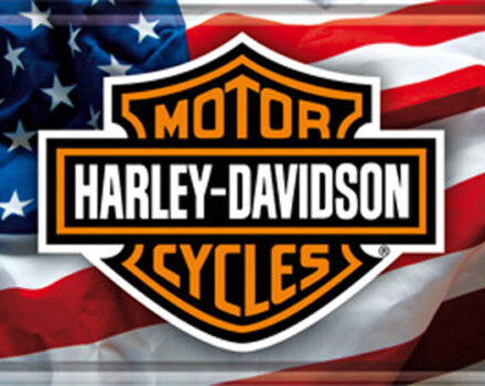 HARLEY DAVIDSON LOGO ON USA FLAG MINI METAL SIGN