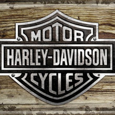 HARLEY DAVIDSON LOGO WOOD EFFECT MINI METAL SIGN POSTCARD