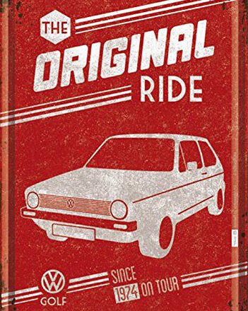 VW GOLF THE ORIGINAL RIDE MINI METAL SIGN POSTCARD