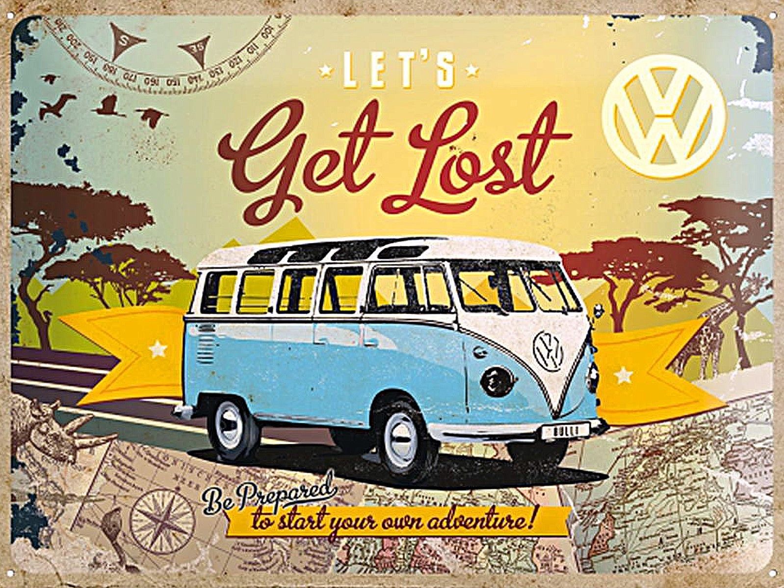 Volkswagen Campervan Metal Money Box Lets Get Lost Design Official Merchandise