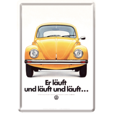 VW YELLOW BEETLE MINI METAL SIGN POSTCARD