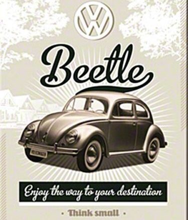 VW RETRO BEETLE MINI METAL SIGN POSTCARD
