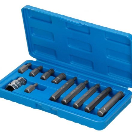 11 PIECE CRV SPLINE BIT SET 1/2" DRIVE SOCKET M5 M6 M8 M10 M12