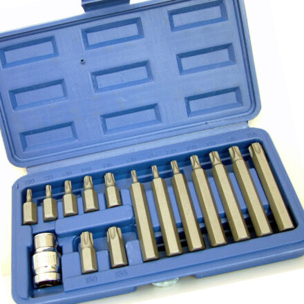 15pc STAR TORX BIT SOCKET 1/2" DRIVE T20 T25 T30 T40 T50 T55