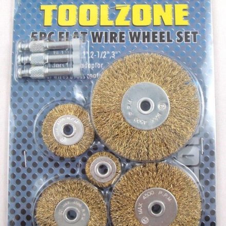5PC. FLAT WIRE WHEEL BRUSH SET DRILL CAR RUST METAL PAINT