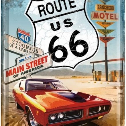 ROUTE 66 MAIN STREET RED CAR MINI METAL SIGN POSTCARD