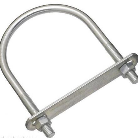 U BOLT 3/8" 3 1/2" X 4 5/8" ROUND WITH NUTS AND PLATE