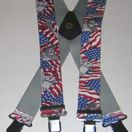 MENS BRACES USA FLAG STATUE OF LIBERTY DESIGN