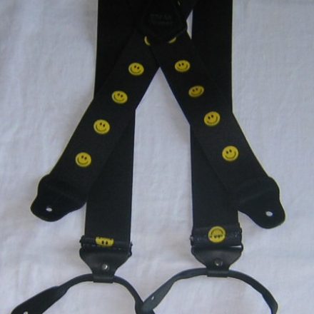 MENS BUTTON BRACES SMILEY FACES ON BLACK