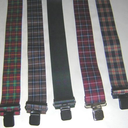 MENS BRACES BROWN TARTAN DESIGN