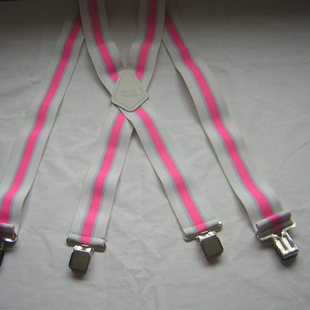 MENS BRACES WHITE PINK BLUE STRIPES