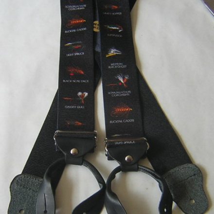 MENS BUTTON BRACES BLACK FISHING FLIES