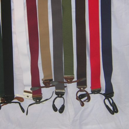 MENS BUTTON BRACES PLAIN OLIVE GREEN 54" XXL 2XL