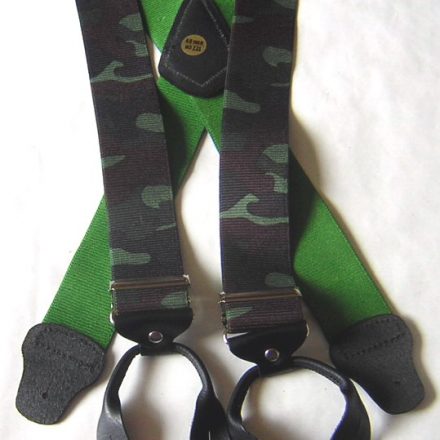 MENS BUTTON BRACES CAMOUFLAGE GREEN WOOD ARMY CAMO