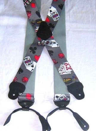MENS BUTTON BRACES CASINO POKER DICE CARD DESIGN
