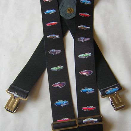 MENS BRACES AMERICAN USA VINTAGE CARS ON BLACK