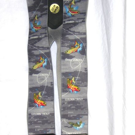 MENS BRACES MIXED TROUT FISH ON GREY DESIGN
