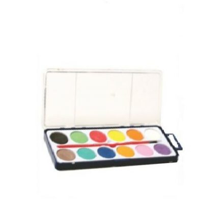 12PC WATERCOLOUR PAINTS AND BRUSH SET IN CASE.