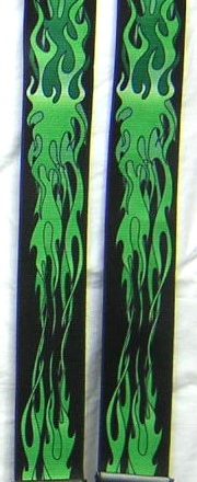 MENS BRACES GREEN FLAMES 54" XXL 2XL