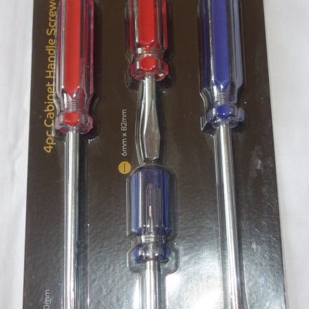 4PC CABINET HANDLE SCREWDRIVER SET POZI AND SLOT