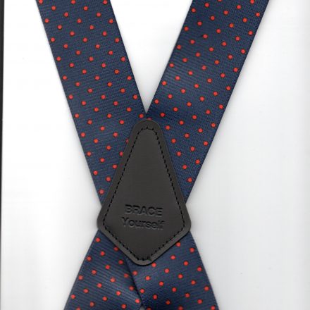 MENS BRACES NAVY BLUE WITH RED SPOTS